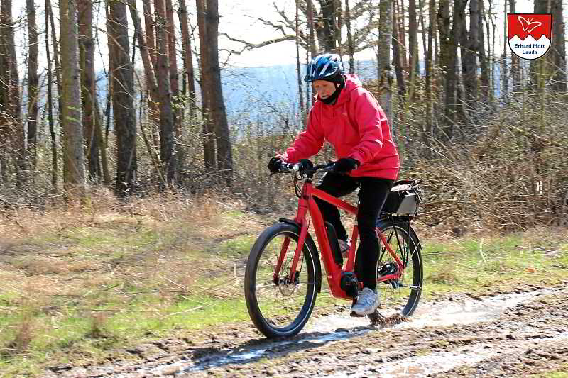 Das E-Mountainbike mit Straßenausstattung Das Ziel ist die Burgruine Hohenlandsberg im südlichen Steigerwald. Im zeitigen Frühjahr sind die Wanderwege dorthin noch aufgeweicht. Ein Kinderspiel für das Tauber-Rad Crossover 27. Es hat die Leistung eines E-Mountainbike, nur viel komfortabler und praktischer für den Alltag!