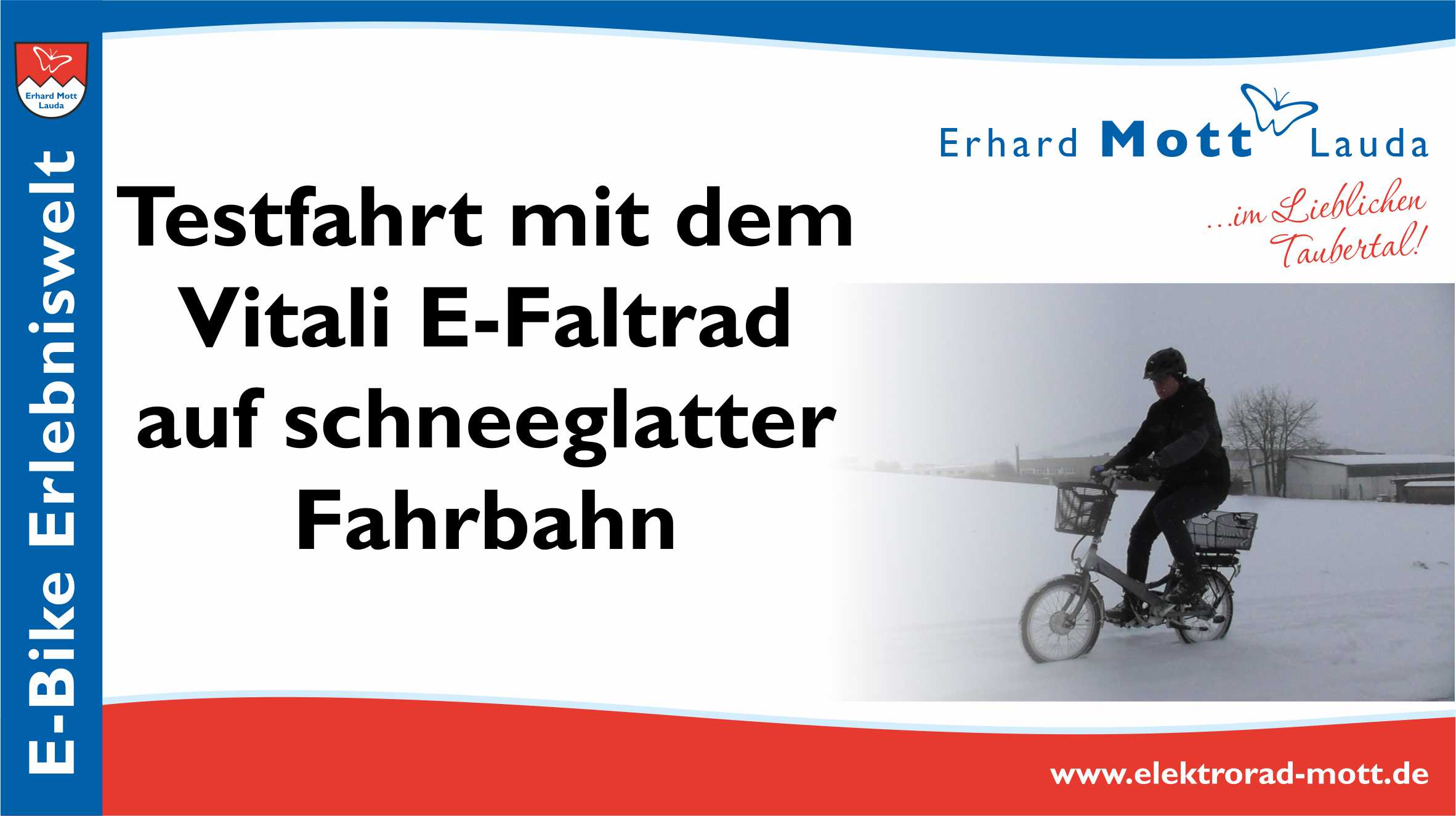 Testfahrt Vitali E-Faltrad bei Schnee Testfahrt Vitali E-Faltrad bei Schnee