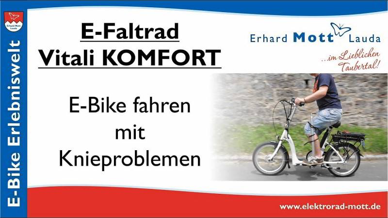E-Bike fahren mit Knieproblemen Wir zeigen Ihnen, wie Sie mit Knieproblemen Arthrose, Prothese, steifem Knie oder steifem Bein, geringer Beugung wieder Fahrrad E-Bike fahren können.