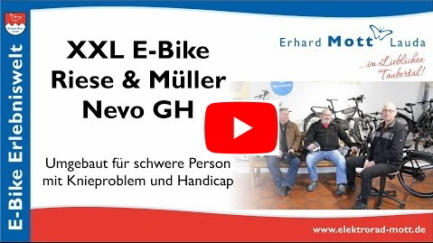 XXL E-Bike Riese & Müller Nevo GT Das XXL E-Bike Riese & Müller Nevo GT wird für einen Kunden mit Knieproblem & Übergewicht optimiert.