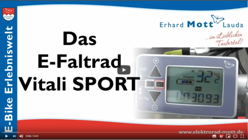 E-Faltrad Vitali Sport Kein Mensch traut einem E-Faltrad mit Frontantrieb zu, damit locker einen 22% steilen Berg hoch zu kommen. Das perfekte E-Faltrad ist das Vitali SPORT, welches mit der genialen SRAM Dual Drive 24-Gang Schaltung ausgestattet ist...