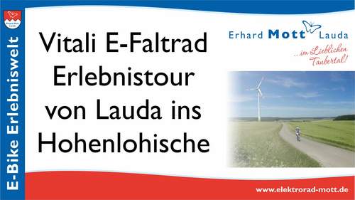 Vitali E-Faltrad Hohenlohe Tour Mit Vitali E-Faltrad unternehmen Claudia & Erhard Mott eine Tour in Hohenlohe.