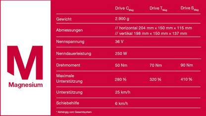 Brose Drive mag Brose Drive Mag E-Motoren Vergleichsdaten