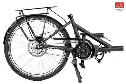 Tauber-Rad Elektro-Tandem Hinterteil Nach erfolgter Teilung bleibt das Hinterteil des Tauber-Rad Elektro-Tandem frei auf dem Zweibeinständer stehen.