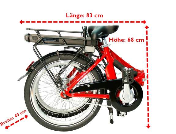 Faltmaße Faltstufe 1 | Länge: 83 cm | Höhe: 68 cm | Breite: 49 cm Faltmaße Faltstufe 1 | Länge: 83 cm | Höhe: 68 cm | Breite: 49 cm