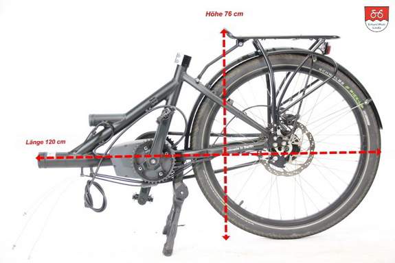 Tauber-Rad E-Bike Tandem geteilt Hinterteil bemaßt Tauber-Rad E-Bike Tandem geteilt Hinterteil bemaßt