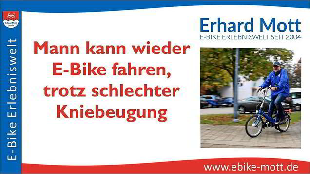 Video E-Bike fahren mit stark eingeschränkter Kniebeugung Video E-Bike fahren mit stark eingeschränkter Kniebeugung