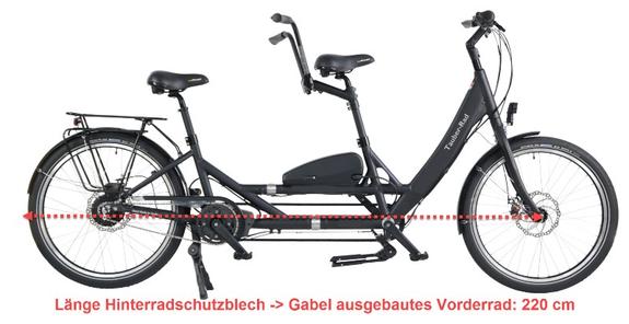 Tauber-Rad Tandem Länge nicht geteilt, Vorderrad ausgebaut. Passt in viele Wohnmobilgaragen Tauber-Rad Tandem Länge nicht geteilt, Vorderrad ausgebaut. Passt in viele Wohnmobilgaragen