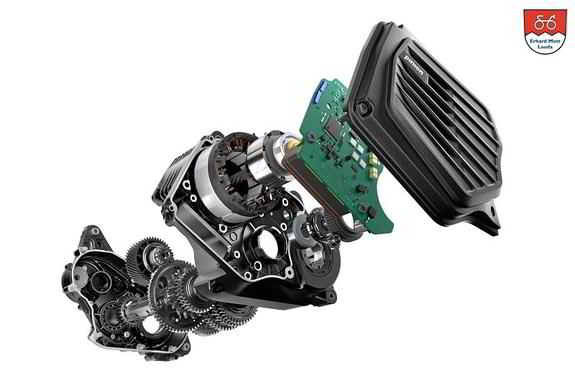 Pinion MGU 12-Gang – Komponenten des Antriebs im Detail Einzelteile der Pinion MGU 12-Gang Antriebseinheit – Motor, Getriebe und Elektronik als integriertes E-Bike System.