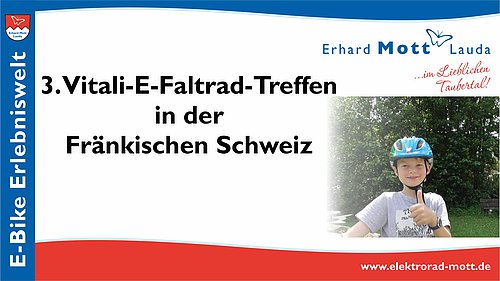 Vitali Treffen 2017 Fränkische Schweiz Vitali Treffen 2017 in der Fränkischen Schweiz Über 35 Vitalisten aus ganz Deutschland trafen sich mit ihrem Vitali Elektroklapprad in der Fränkischen Schweiz. Im romantischen Wiesenttal und Trubachtal wurde die Leistung der deutschen Kult-Elektrofalträder getestet.